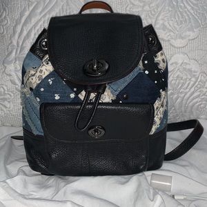 Coach denim skull mini backpack
